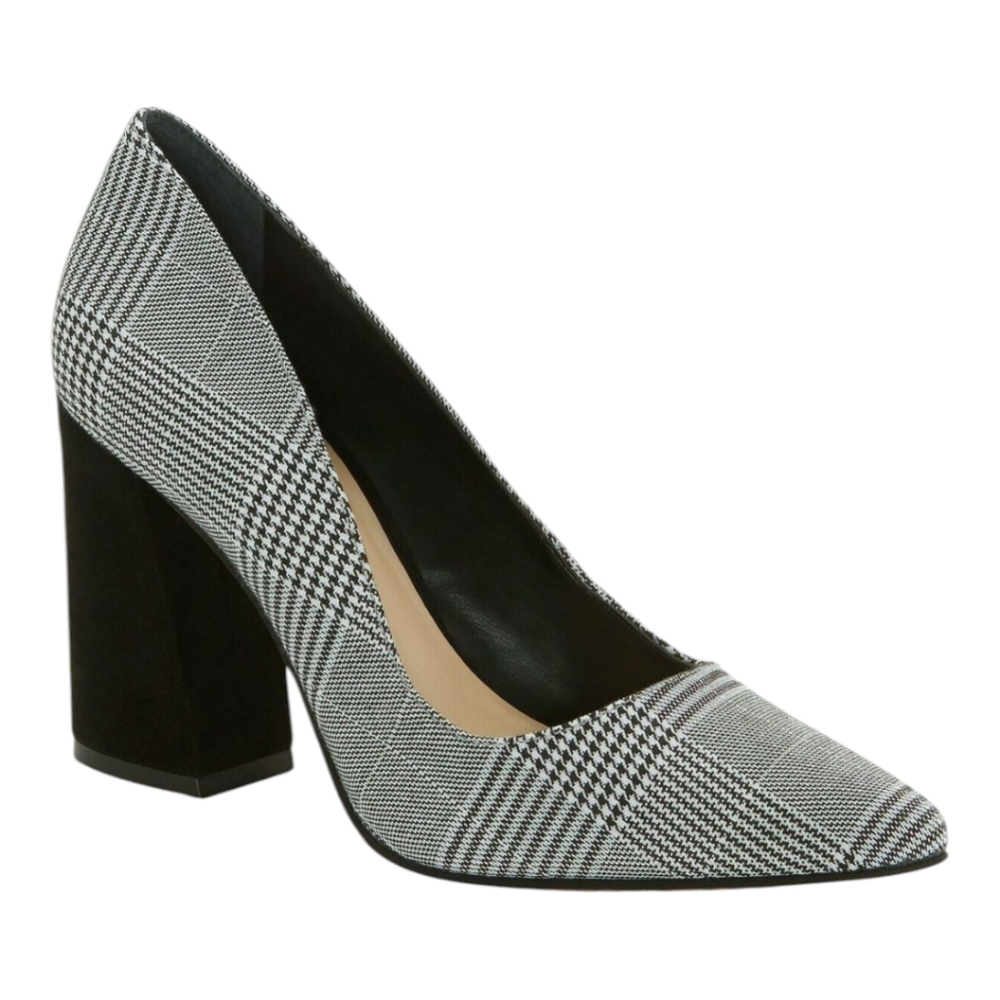 Vince Camuto Talise Black Plaid Block Heel Pumps - Picture 3 of 3